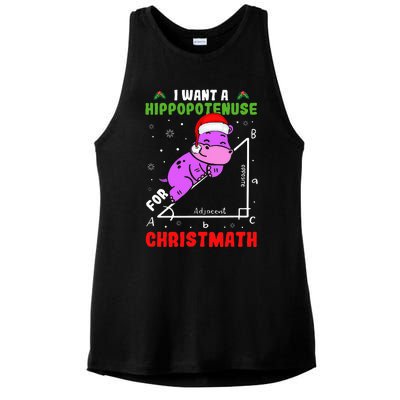 I Want A Hippopotenuse For Christmath Ladies PosiCharge Tri-Blend Wicking Tank