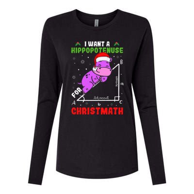 I Want A Hippopotenuse For Christmath Womens Cotton Relaxed Long Sleeve T-Shirt