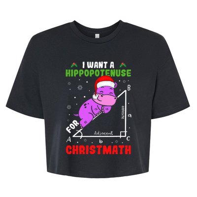 I Want A Hippopotenuse For Christmath Bella+Canvas Jersey Crop Tee