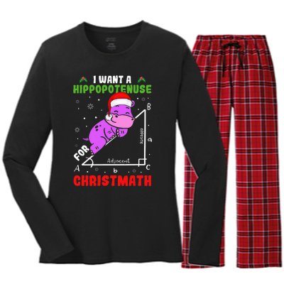 I Want A Hippopotenuse For Christmath Women's Long Sleeve Flannel Pajama Set 