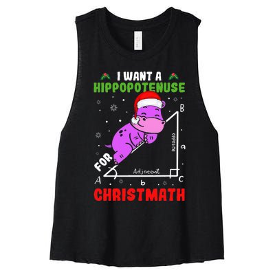 I Want A Hippopotenuse For Christmath Women's Racerback Cropped Tank