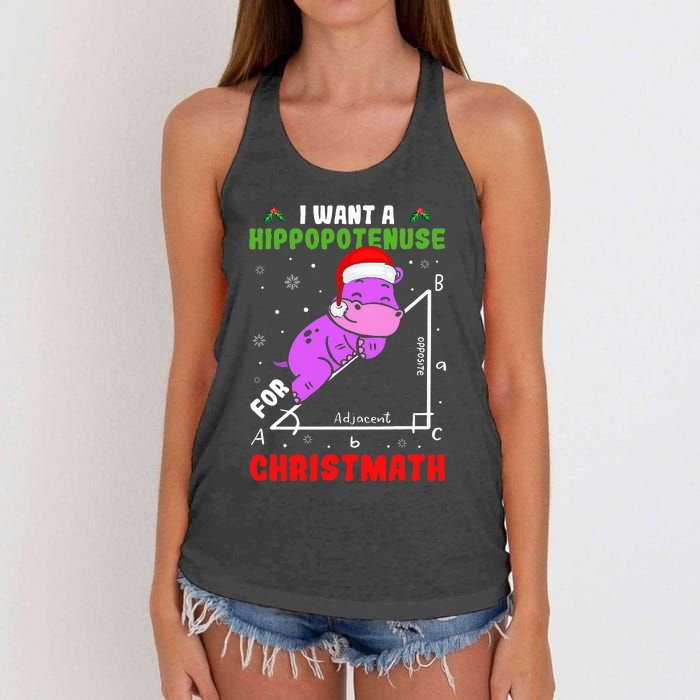 I Want A Hippopotenuse For Christmath Women's Knotted Racerback Tank