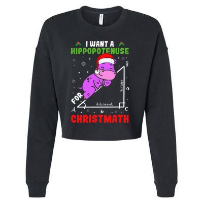 I Want A Hippopotenuse For Christmath Cropped Pullover Crew