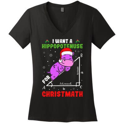 I Want A Hippopotenuse For Christmath Women's V-Neck T-Shirt