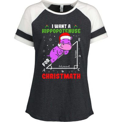 I Want A Hippopotenuse For Christmath Enza Ladies Jersey Colorblock Tee