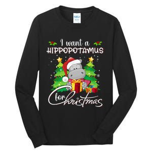 I Want A Hippopotamus For Christmas Xmas Hippo Tall Long Sleeve T-Shirt