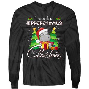 I Want A Hippopotamus For Christmas Xmas Hippo Tie-Dye Long Sleeve Shirt