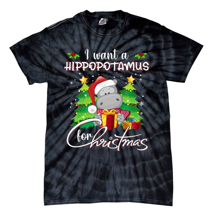 I Want A Hippopotamus For Christmas Xmas Hippo Tie-Dye T-Shirt