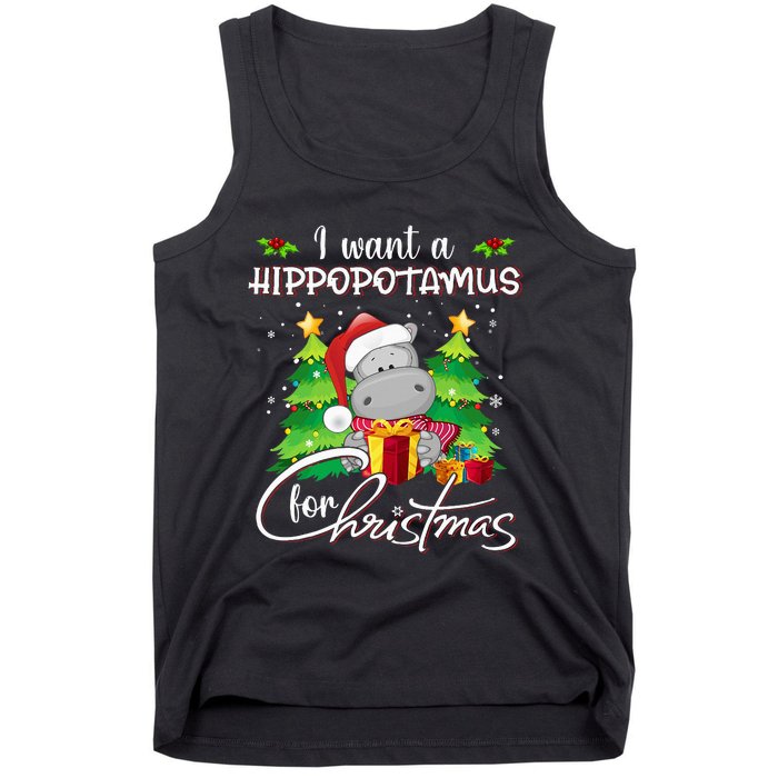 I Want A Hippopotamus For Christmas Xmas Hippo Tank Top