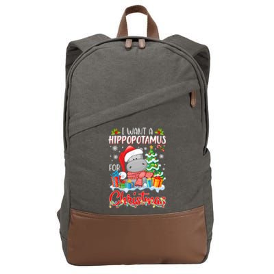 I Want A Hippopotamus For Christmas Xmas Hippo For Gift Cotton Canvas Backpack