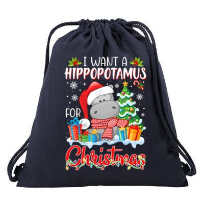 I Want A Hippopotamus For Christmas Xmas Hippo For Gift Drawstring Bag