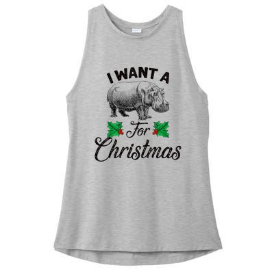 I Want A Hippopotamus For Christmas TShirt Ladies PosiCharge Tri-Blend Wicking Tank