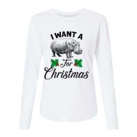 I Want A Hippopotamus For Christmas TShirt Womens Cotton Relaxed Long Sleeve T-Shirt