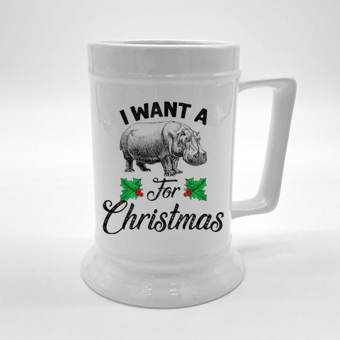 I Want A Hippopotamus For Christmas TShirt Beer Stein