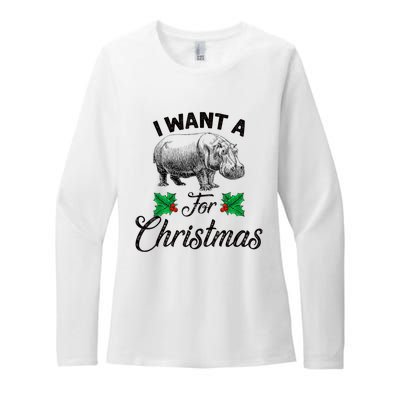 I Want A Hippopotamus For Christmas TShirt Womens CVC Long Sleeve Shirt