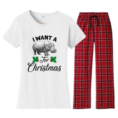 I Want A Hippopotamus For Christmas TShirt Women's Flannel Pajama Set