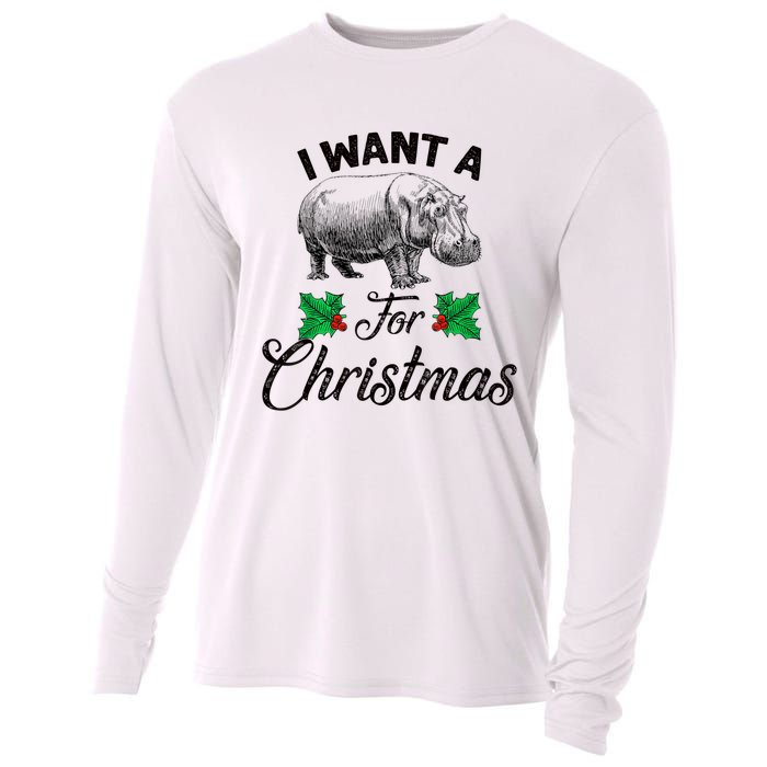 I Want A Hippopotamus For Christmas TShirt Cooling Performance Long Sleeve Crew