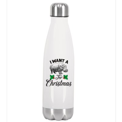 I Want A Hippopotamus For Christmas TShirt Stainless Steel Insulated Water Bottle