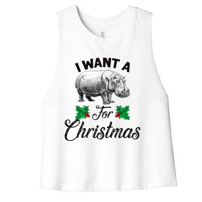 I Want A Hippopotamus For Christmas TShirt Women's Racerback Cropped Tank