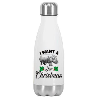 I Want A Hippopotamus For Christmas TShirt Stainless Steel Insulated Water Bottle