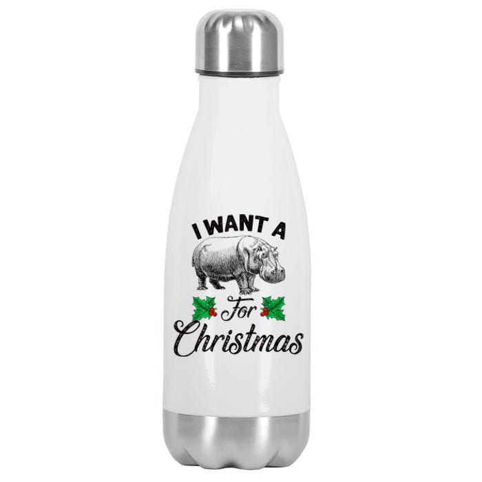 I Want A Hippopotamus For Christmas TShirt Stainless Steel Insulated Water Bottle