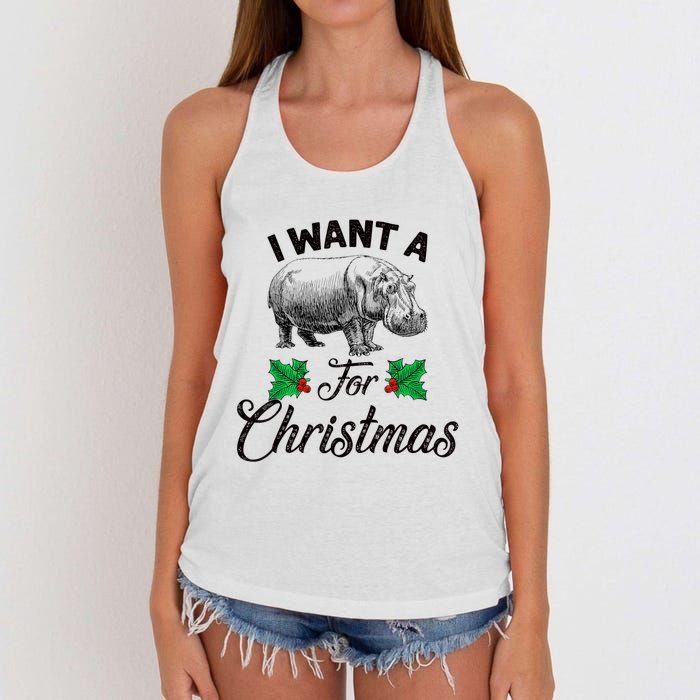 I Want A Hippopotamus For Christmas TShirt Women's Knotted Racerback Tank