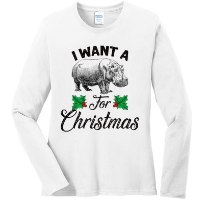 I Want A Hippopotamus For Christmas TShirt Ladies Long Sleeve Shirt