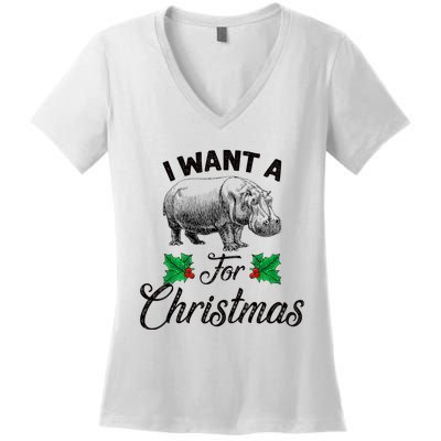 I Want A Hippopotamus For Christmas TShirt Women's V-Neck T-Shirt