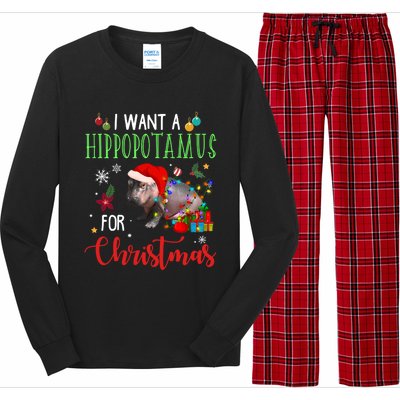 I Want A Hippopotamus For Christmas Hippo Fiona Cool Gift Long Sleeve Pajama Set