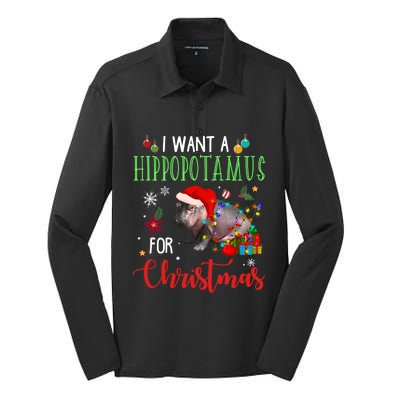 I Want A Hippopotamus For Christmas Hippo Fiona Cool Gift Silk Touch Performance Long Sleeve Polo