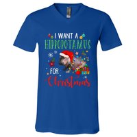 I Want A Hippopotamus For Christmas Hippo Fiona Cool Gift V-Neck T-Shirt