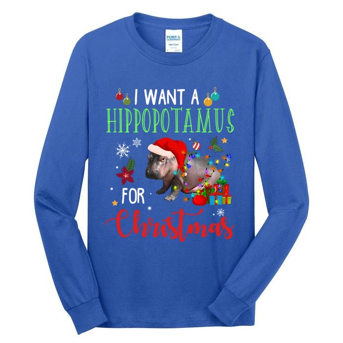 I Want A Hippopotamus For Christmas Hippo Fiona Cool Gift Tall Long Sleeve T-Shirt