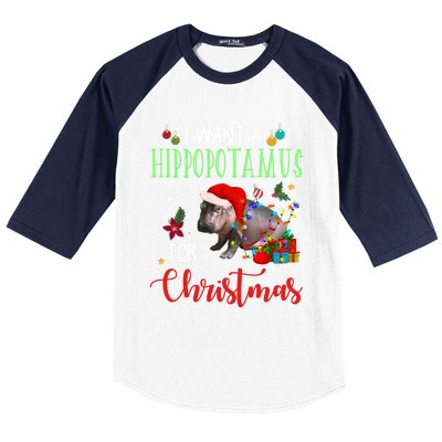 I Want A Hippopotamus For Christmas Hippo Fiona Cool Gift Baseball Sleeve Shirt