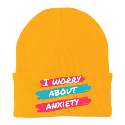 I Worry About Anxiety Stress Awareness Gift Knit Cap Winter Beanie