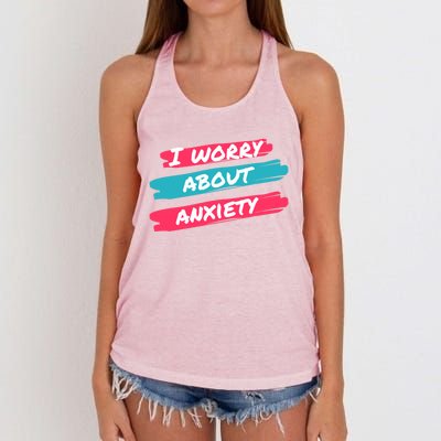 I Worry About Anxiety Stress Awareness Gift Women's Knotted Racerback Tank