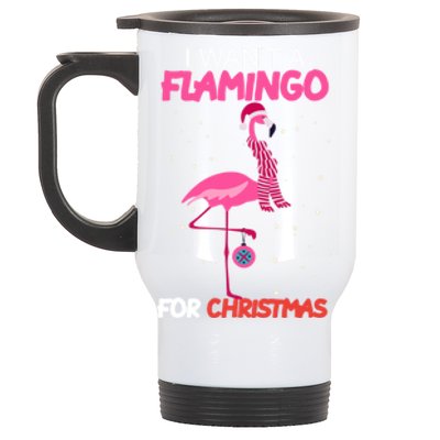 I Want A Flamingo For Christmas Xmas Santa Claus Gift Stainless Steel Travel Mug