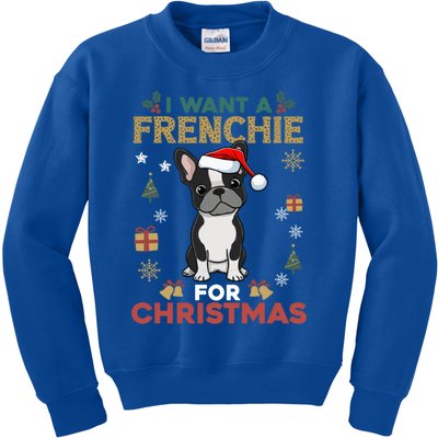 I Want A French Bulldog For Christmas Cute Dog Lover Pajama Gift Kids Sweatshirt