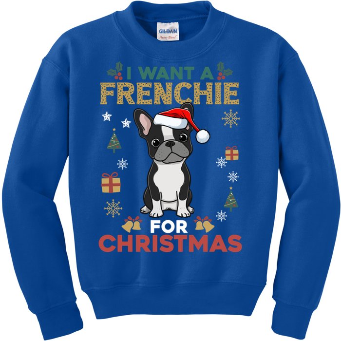 I Want A French Bulldog For Christmas Cute Dog Lover Pajama Gift Kids Sweatshirt