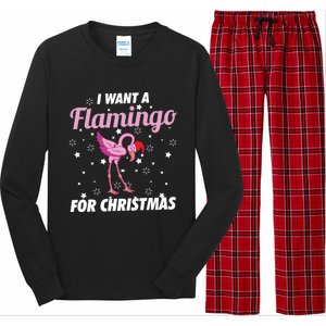 I Want A Flamingo For Christmas Funny Family Christmas Gift Long Sleeve Pajama Set