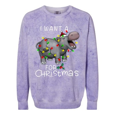 I Want A Hippopotamus For Christmas Colorblast Crewneck Sweatshirt