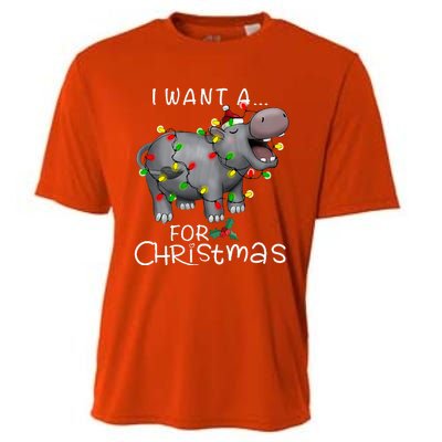 I Want A Hippopotamus For Christmas Cooling Performance Crew T-Shirt