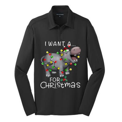 I Want A Hippopotamus For Christmas Silk Touch Performance Long Sleeve Polo