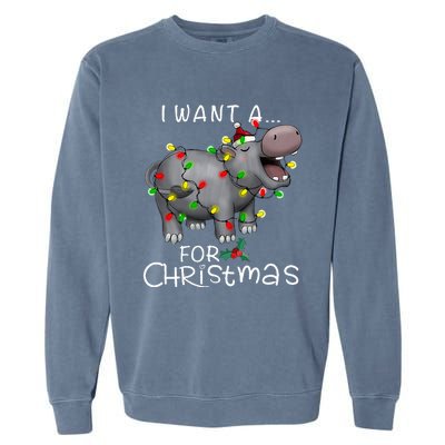 I Want A Hippopotamus For Christmas Garment-Dyed Sweatshirt