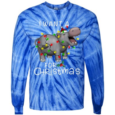 I Want A Hippopotamus For Christmas Tie-Dye Long Sleeve Shirt