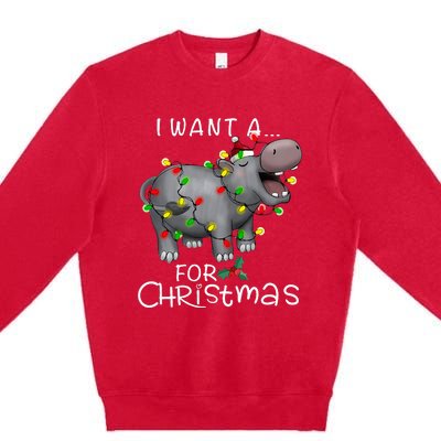 I Want A Hippopotamus For Christmas Premium Crewneck Sweatshirt