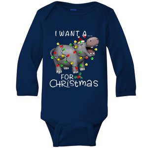 I Want A Hippopotamus For Christmas Baby Long Sleeve Bodysuit