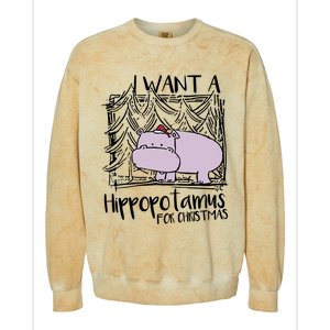 I Want A Hippopotamus For Christmas Hippo Gift Colorblast Crewneck Sweatshirt