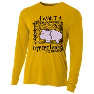 I Want A Hippopotamus For Christmas Hippo Gift Cooling Performance Long Sleeve Crew