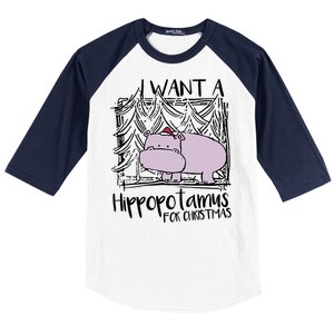 I Want A Hippopotamus For Christmas Hippo Gift Baseball Sleeve Shirt