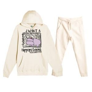 I Want A Hippopotamus For Christmas Hippo Gift Premium Hooded Sweatsuit Set